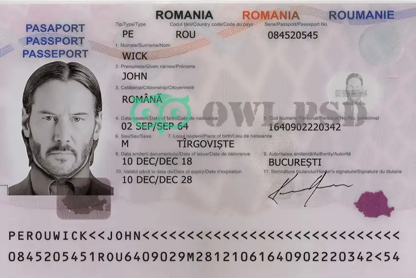 Romania Passport Template 2008