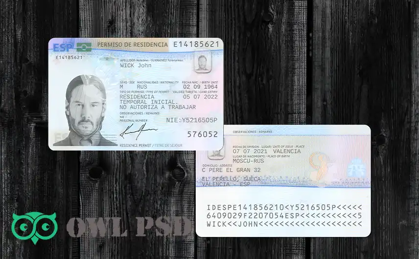 Spain Residence Permit Template 2020