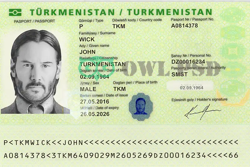 Turkmenistan Passport Template 2008