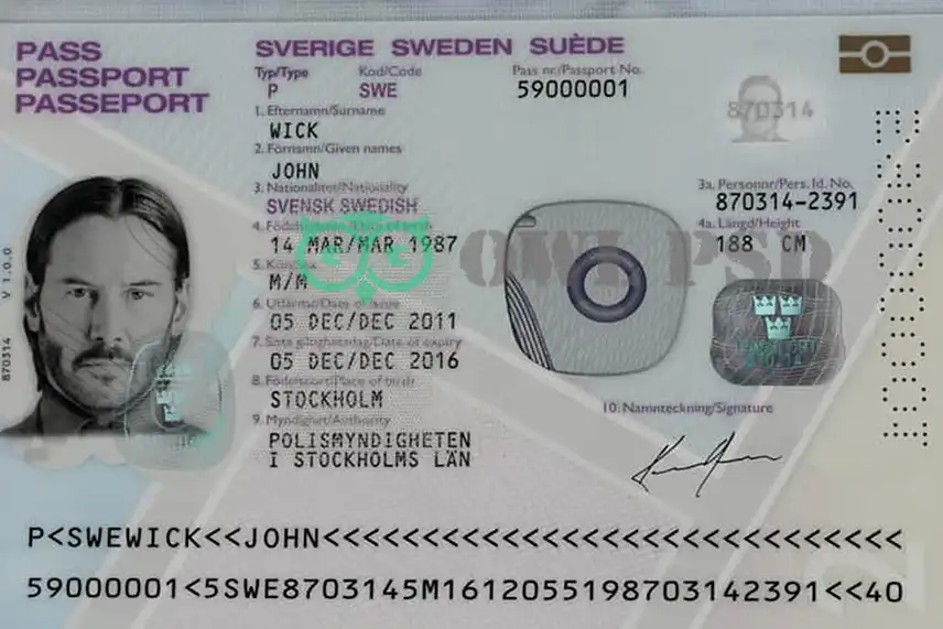 Sweden Passport Template 2012