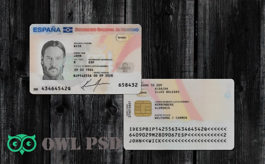 Spain ID Card Template 2015