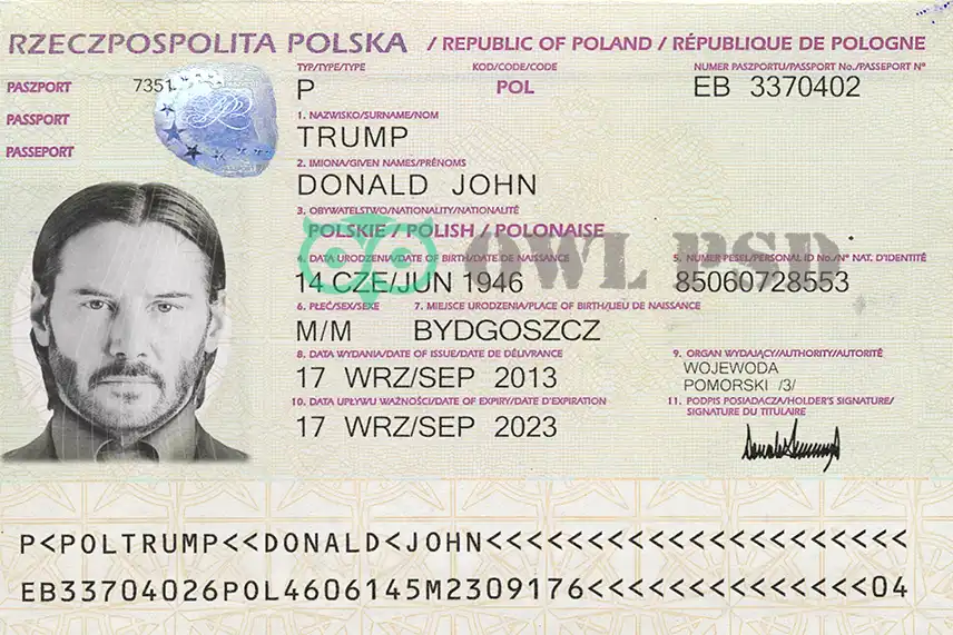 Poland Passport Template 2011
