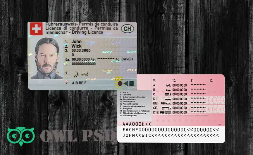Switzerland Driver License Template