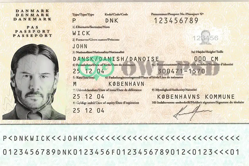Denmark Passport Template