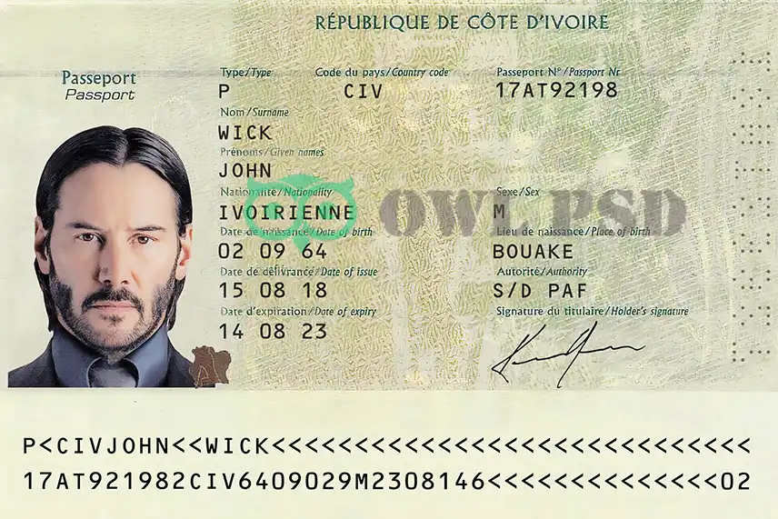 Côte d’Ivoire Passport Template 2008