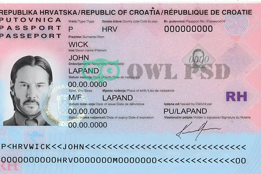 Croatia Passport Template