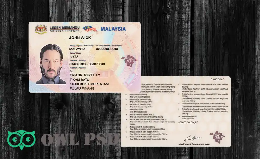 Malaysia Driver License Template