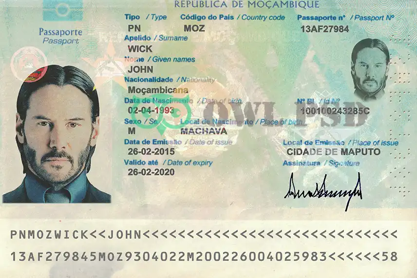 Mozambique Passport Template