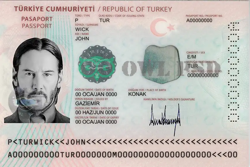 Turkey Passport Template
