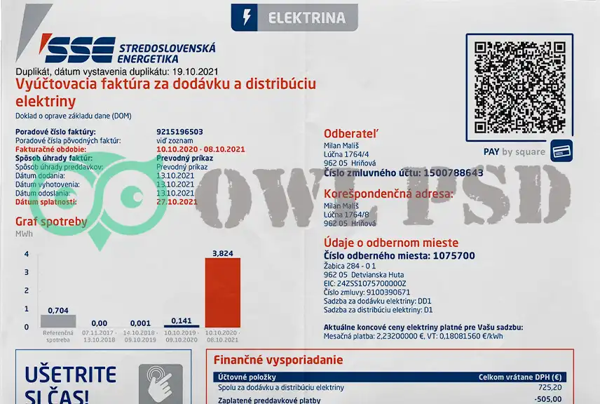 Slovakia SSE Utility Bill Template