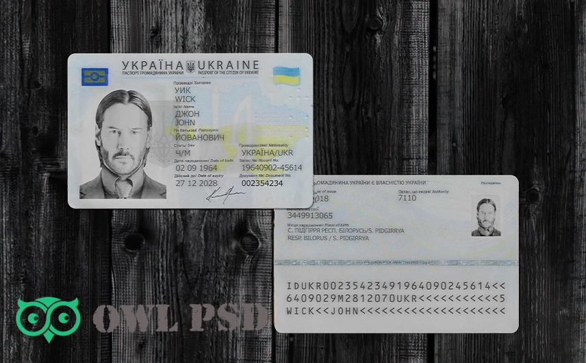 Ukraine ID Card Template 2018