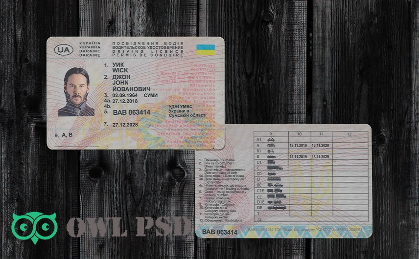 Ukraine Driver License Template 2005
