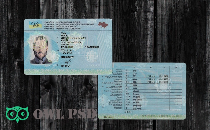 Ukraine Driver License Template 2016
