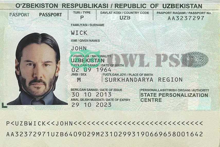 Uzbekistan Passport Template 2011
