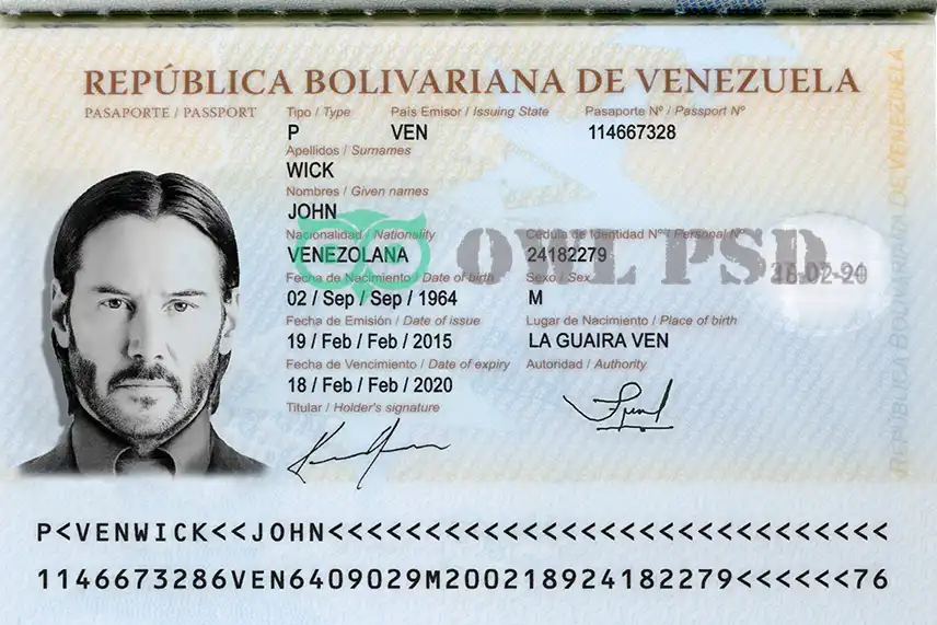 Venezuela Passport Template 2011