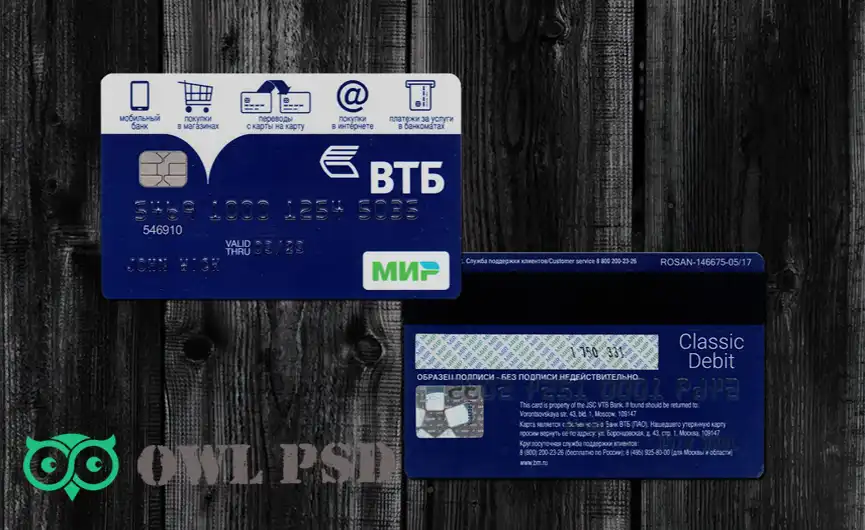 Russia VTB Blue Credit Card Template