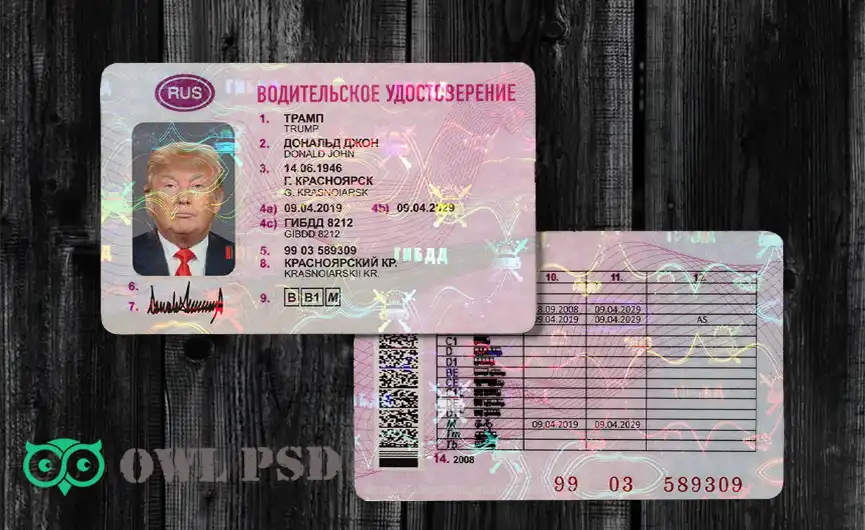Russia Driver License Template 2009