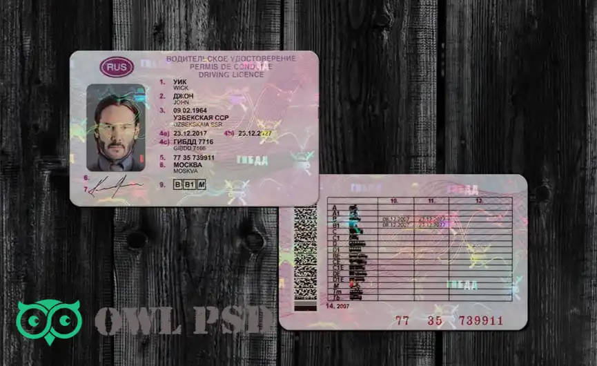 Russia Driver License Template 2020