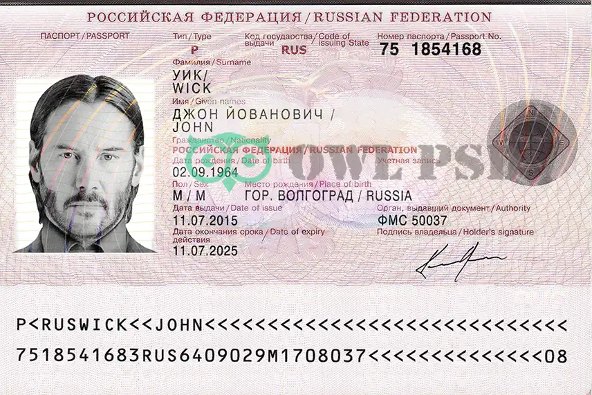 Russia International Passport Template 2010