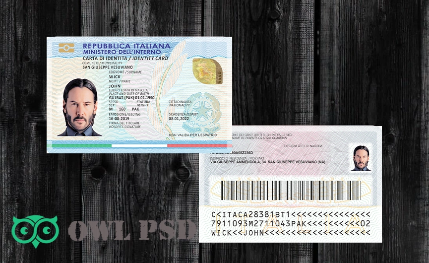 Italy ID Card Vector 2016