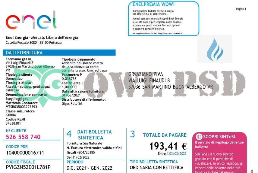 Romania Enel Utility Bill Template