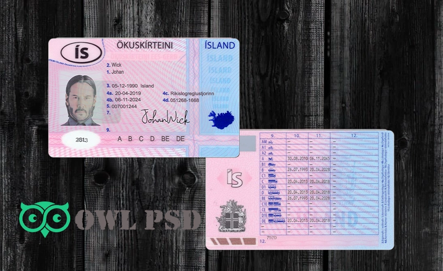 Iceland Driver License Template