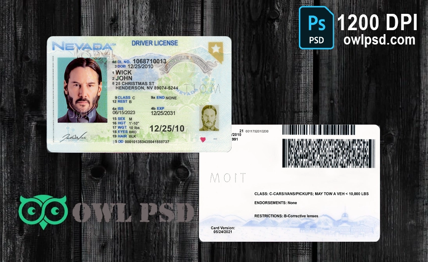 United States Nevada Driver License V3 Template
