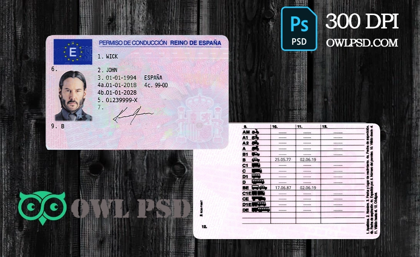 Spain Driver License Template
