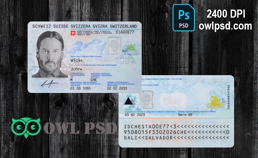 Switzerland ID Card Template 2023