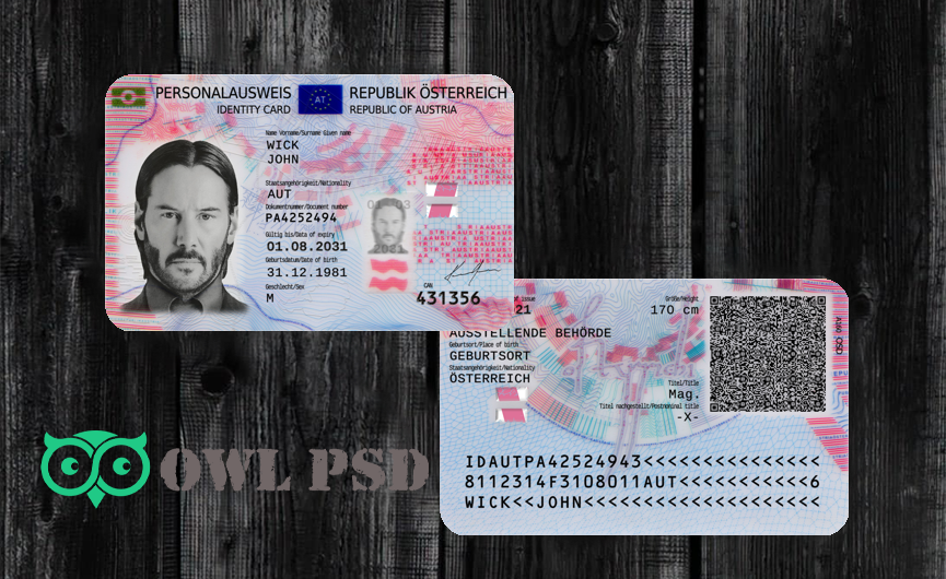 Austria ID Card Template 2021