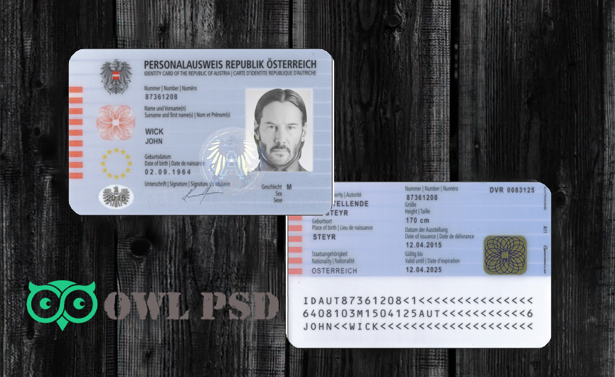 Austria ID Card Template 2010