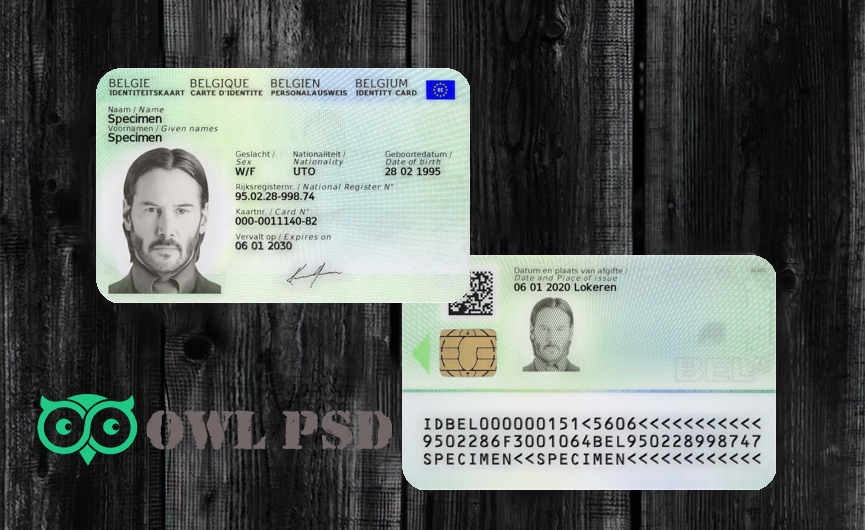 Belgium ID Card Template 2021