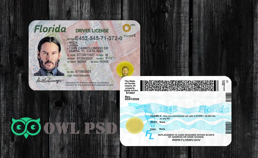 United States (Florida) Driver License New Template