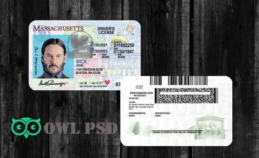 United States (Massachusetts) Driver License New Template