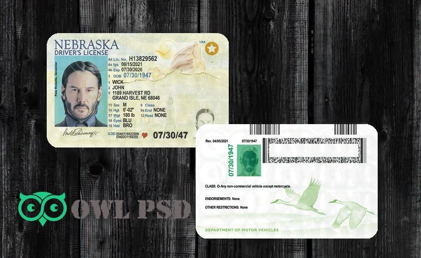 United States (NEBRASKA) Driver License New Template