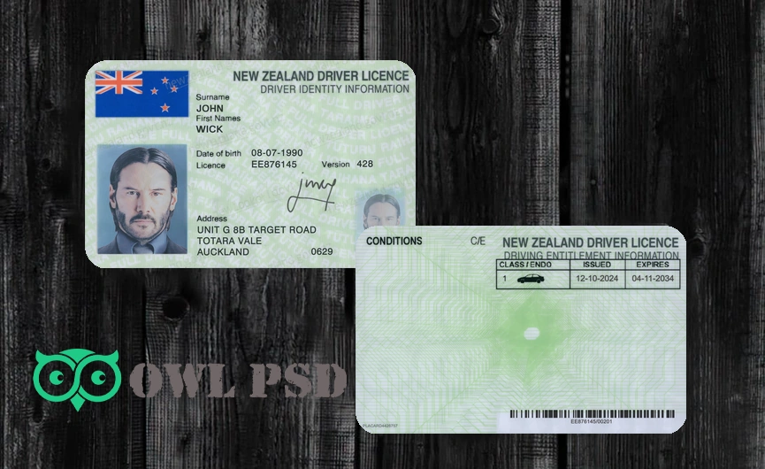 New Zealand Driver License High quality Template