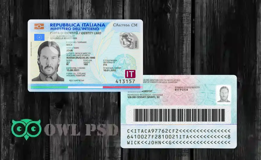 Italy ID Card Template 2022